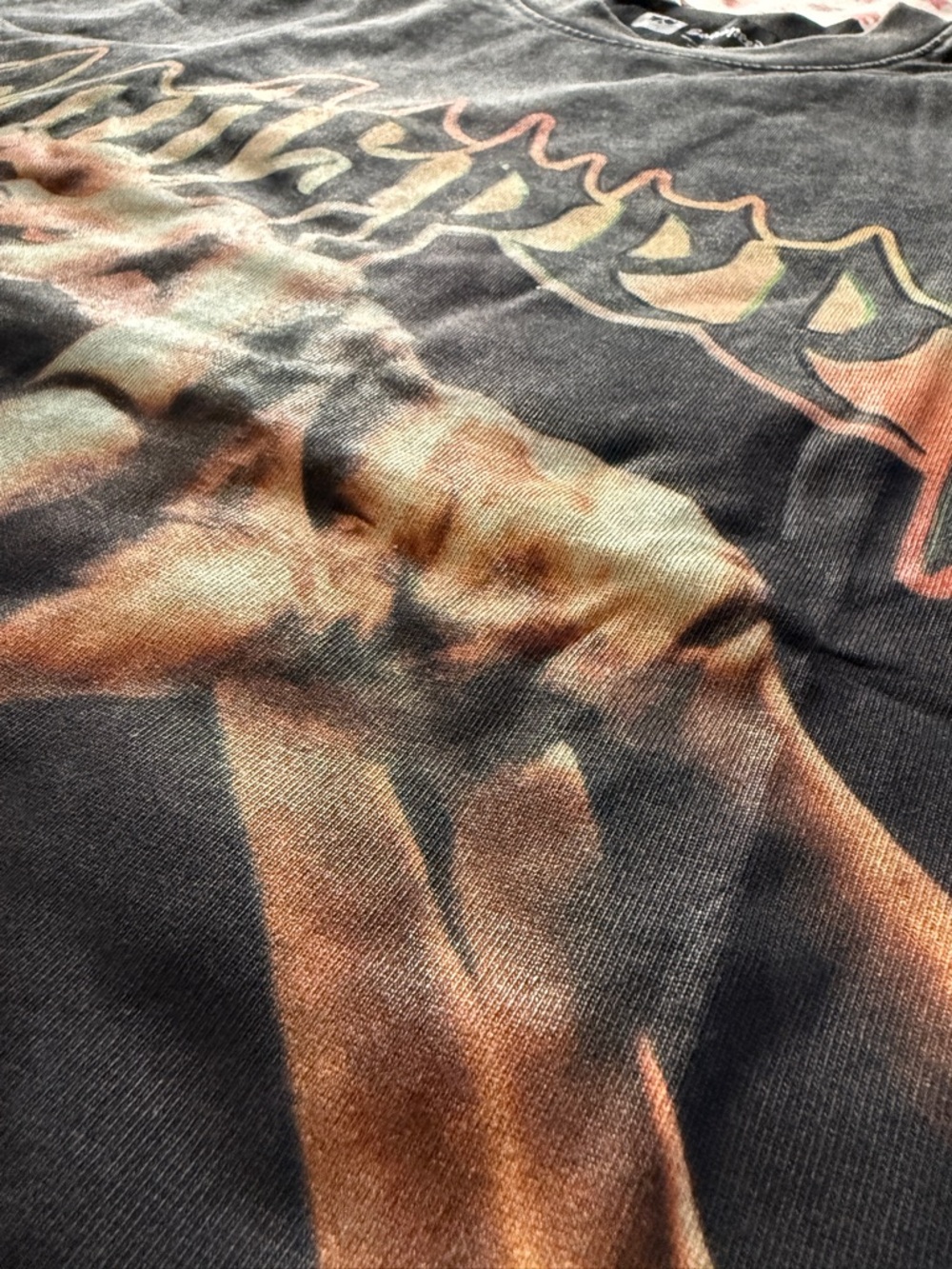 Godspeed - Black Graphic Short Sleeve Tee with Skeleton Button Design - Picture 3 of 3